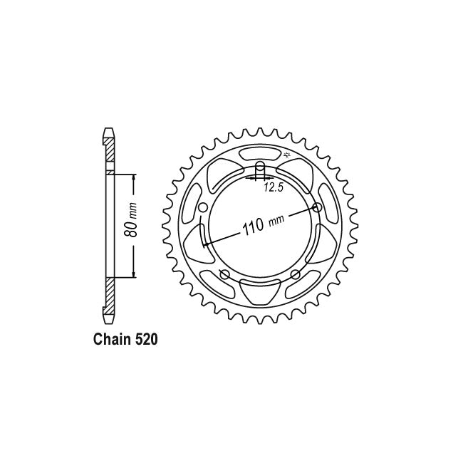 JT Sprockets Rear Sprocket Triumph 865 America ((LT) EFI (OEM 520 Chain) 14-16 JT Rear Sprocket for Triumph Customhoj