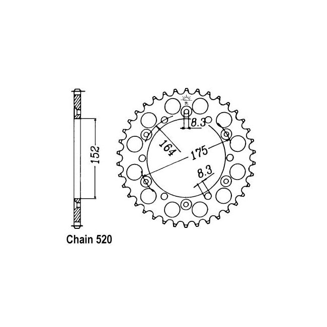 JT Sprockets Rear Sprocket Yamaha XT500 86 JT Rear Sprocket for Yamaha Customhoj