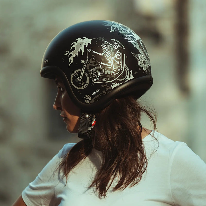 DMD Casco de Moto Retro Graphic Open