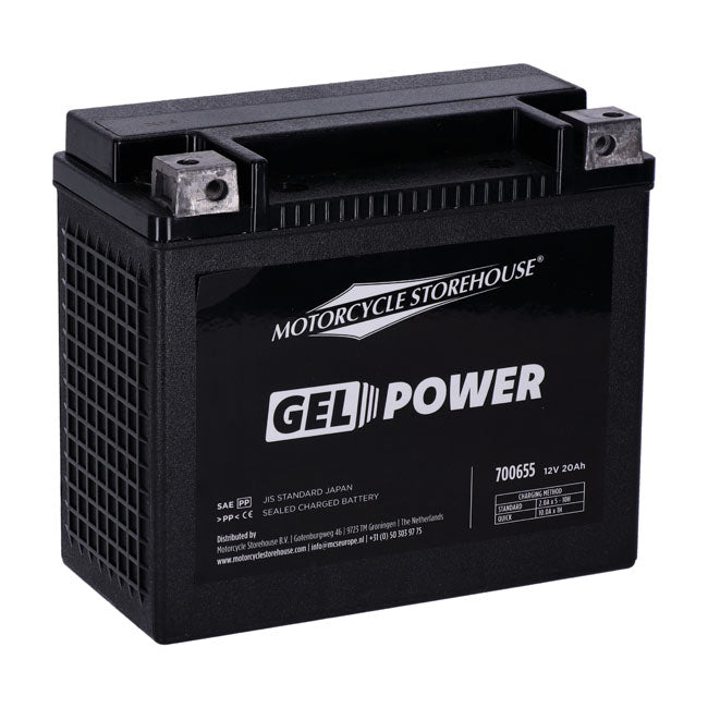 MCS Nano Series Gel Motorcycle Battery for Harley 91-25 Softail (YTX20L-BS, 20AH, 360CCA)  - Customhoj