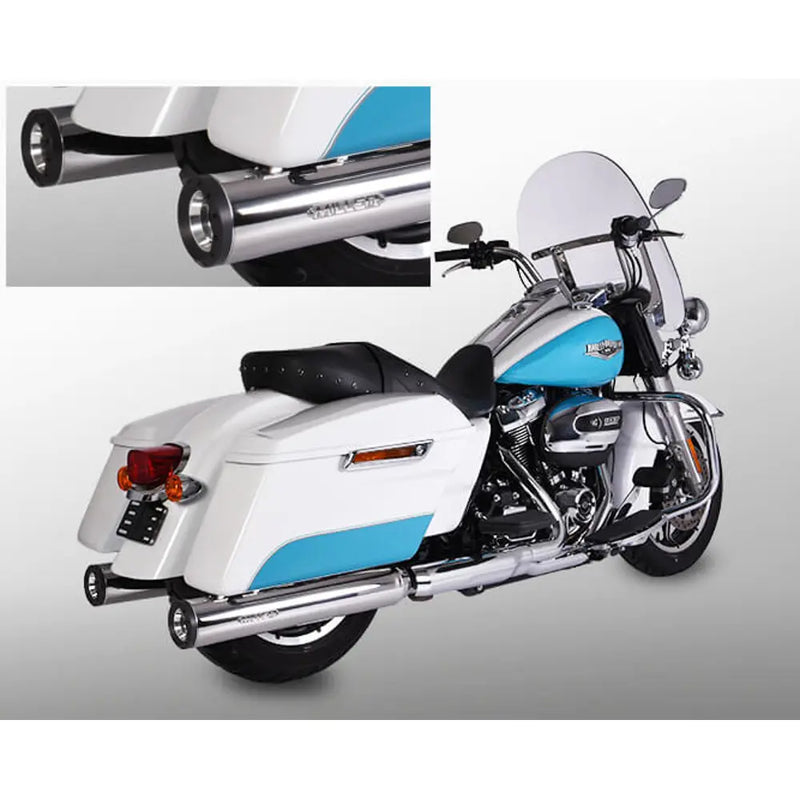 Miller Arlington Euro 4 Slip-On Mufflers for Harley 17-20 Touring (107" engine) / Polished / Straight Matte Black  - Customhoj