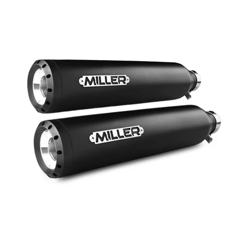 Miller Nebraska Euro 3/4 Slip-On Mufflers for Harley 2017 Dyna Street Bob (103" engine) / Matte Black / Straight Matte Black  - Customhoj