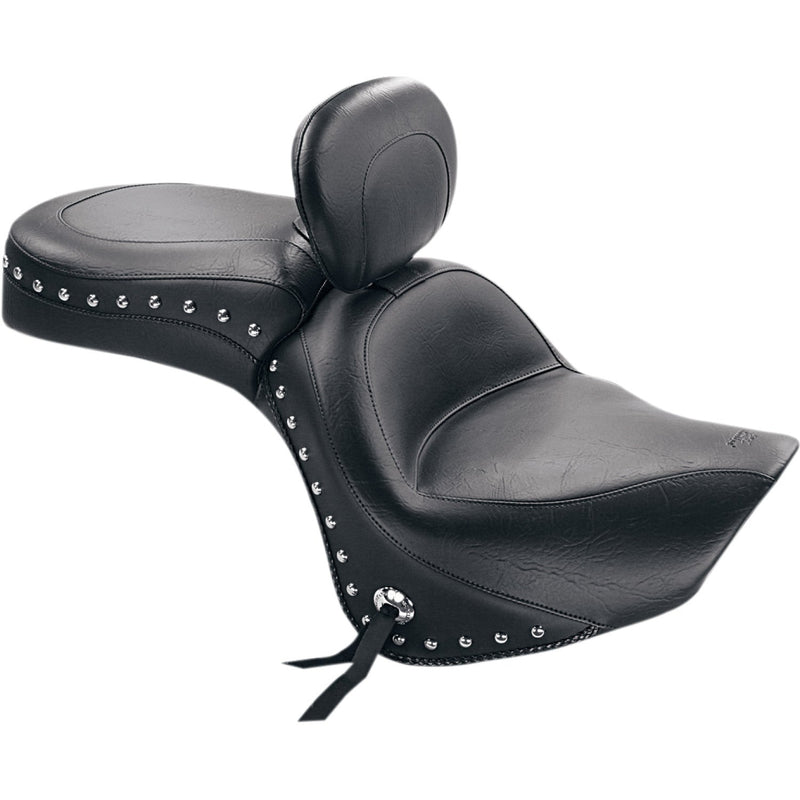Mustang Standard Touring 2-Up Seat for Kawasaki 06-25 Vulcan 900 Classic / Custom / Studded Conchos / With backrest  - Customhoj