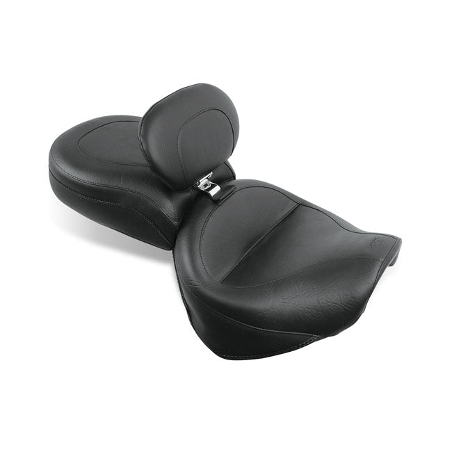 Mustang Wide Touring 2-Up Seat for Yamaha 99-15 Wild Star XV 1600 / 1700 / Plain / With backrest  - Customhoj