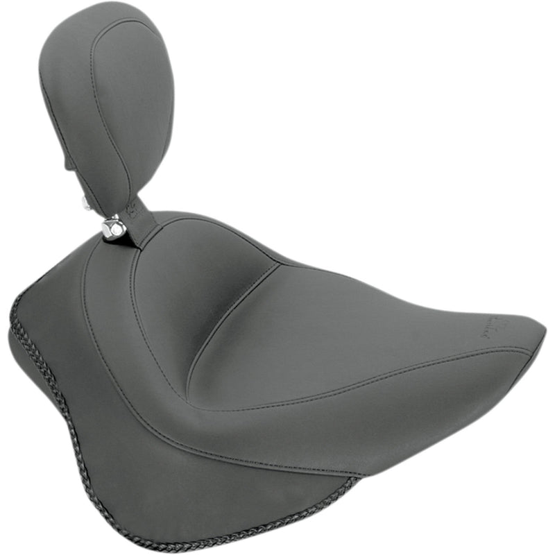 Mustang Wide Touring Solo Seat for Harley 11-17 Softail Slim / Blackline / Plain / With backrest  - Customhoj