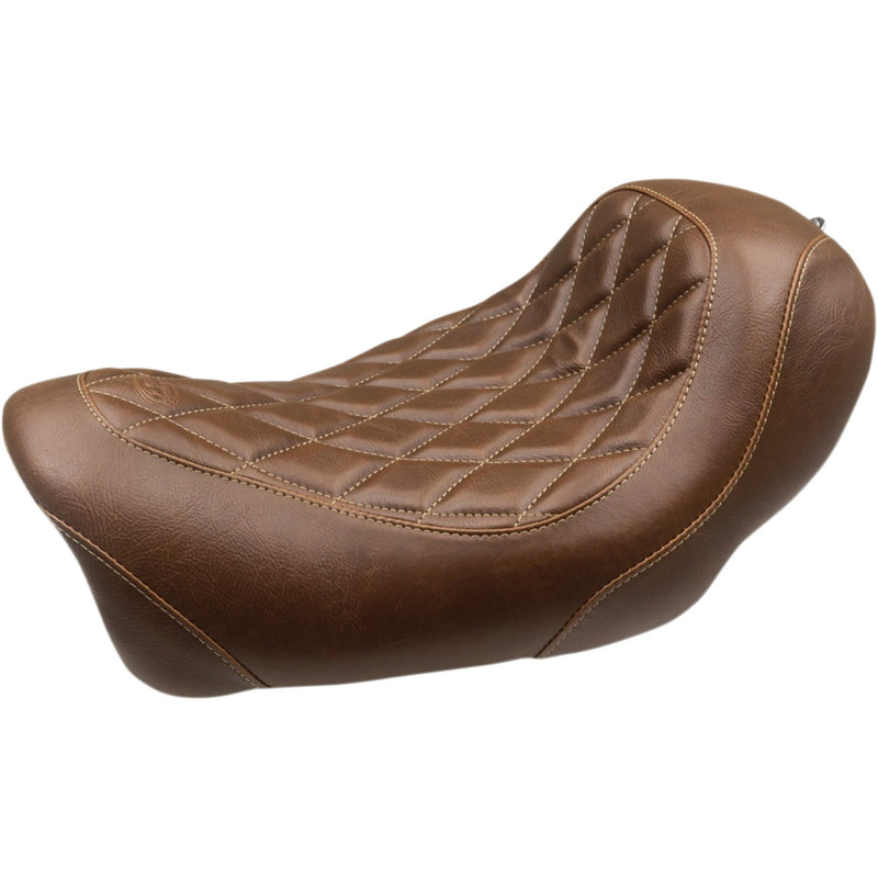 Mustang Wide Tripper Solo Seat for Harley 14-17 Dyna Fat Bob / Double Diamond / Distressed Brown / Without backrest  - Customhoj