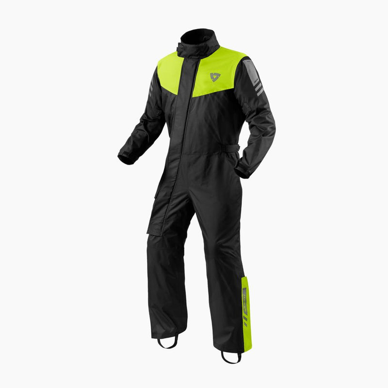 REV'IT! Pacific 4 H2O Motorcycle Rain Suit Black/Neon Yellow / S