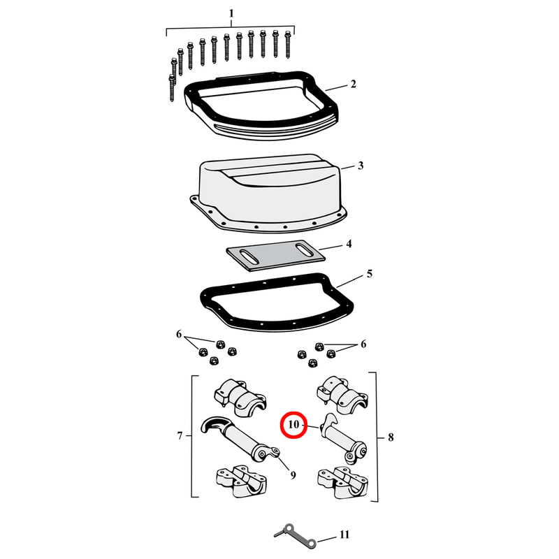 Rocker Box Parts Diagram Exploded View for Harley Panhead 10) 48-65 Panhead. Rocker arm. Front exhaust / Rear intake. Replaces OEM: 17375-48