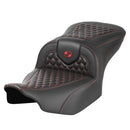 Saddlemen Roadsofa Honeycomb Seat for Harley 24-25 Touring Road Glide / Street Glide / Black / Red / Without heating / Without backrest  - Customhoj