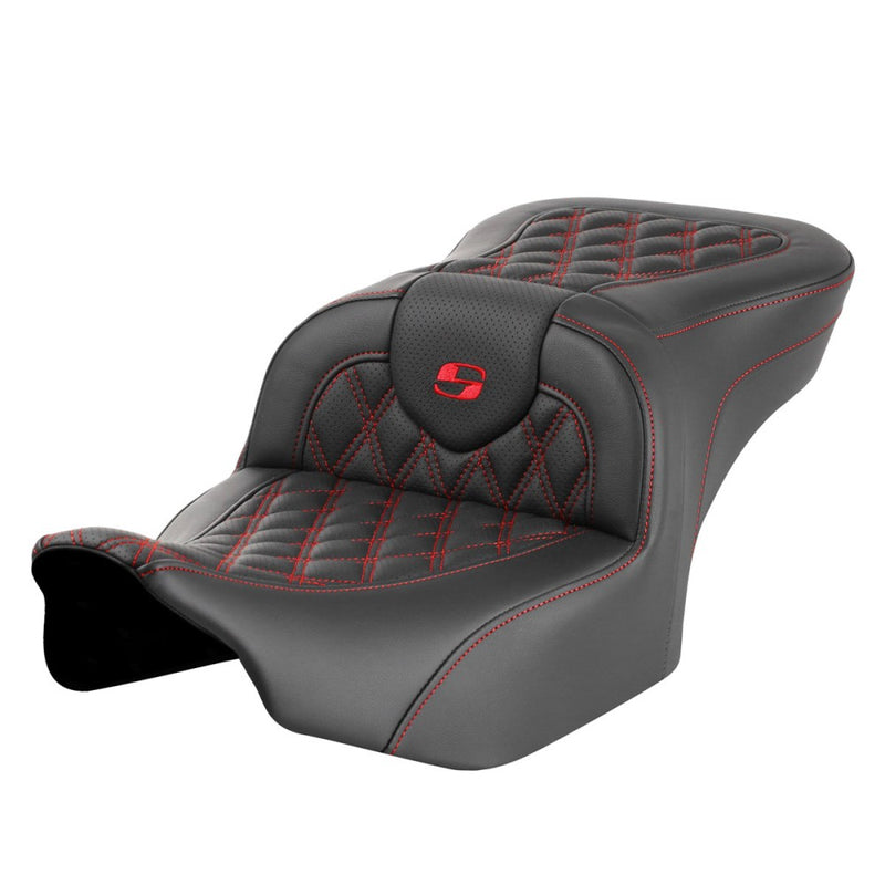 Saddlemen Roadsofa Lattice Stitch Seat for Harley 24-25 Touring Road Glide / Street Glide / Black / Red / Without heating / Without backrest  - Customhoj