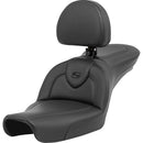 Saddlemen Roadsofa Plain Seat for Harley 96-03 Dyna (excl. Wide Glide) / Black / Without heating / With backrest  - Customhoj