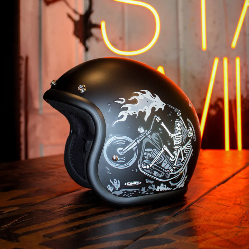 DMD Casco de Moto Retro Graphic Open