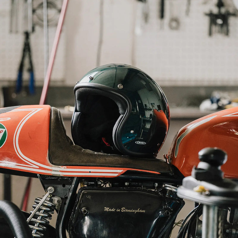 DMD Casco de moto abierto retro metalizado