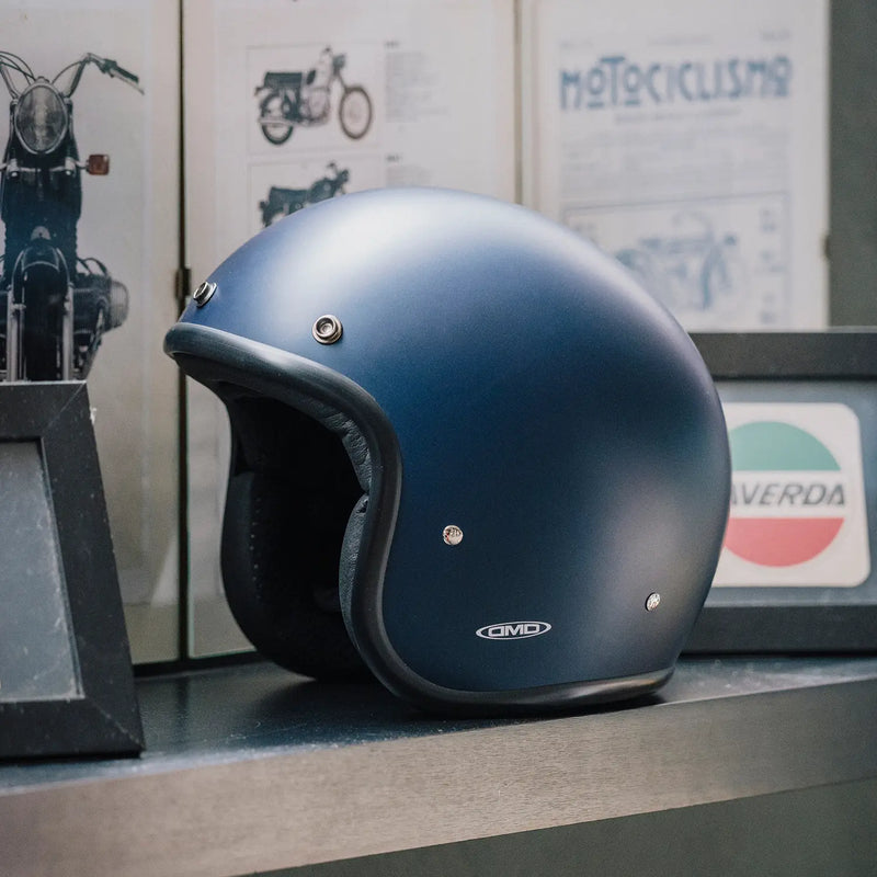 DMD Casco de moto abierto retro metalizado
