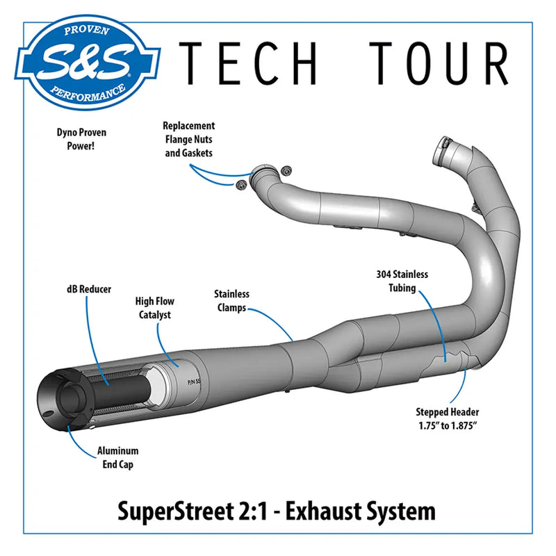 S&S Sistema de escape 2 en 1 SuperStreet para Harley