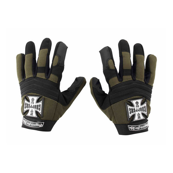 West Coast Choppers Pay Up Suckers Motorcycle Gloves Olive/Black / S