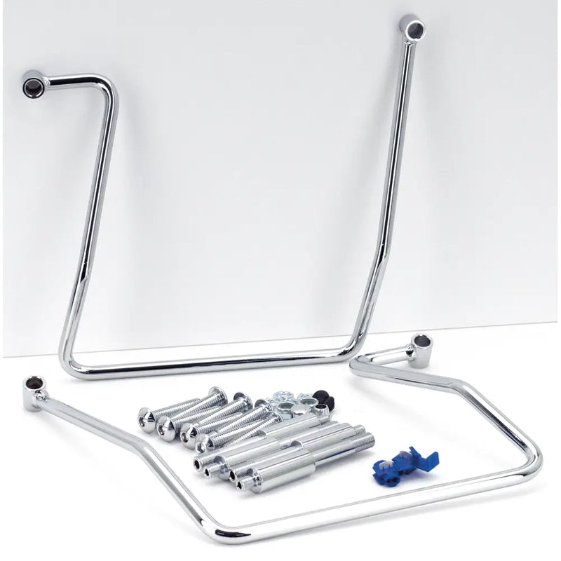 Zodiac Saddlebag Support Kit for Harley 91-17 Dyna (read note) (Replaces OEM: 90589-91C / 90593-93) / Chrome  - Customhoj