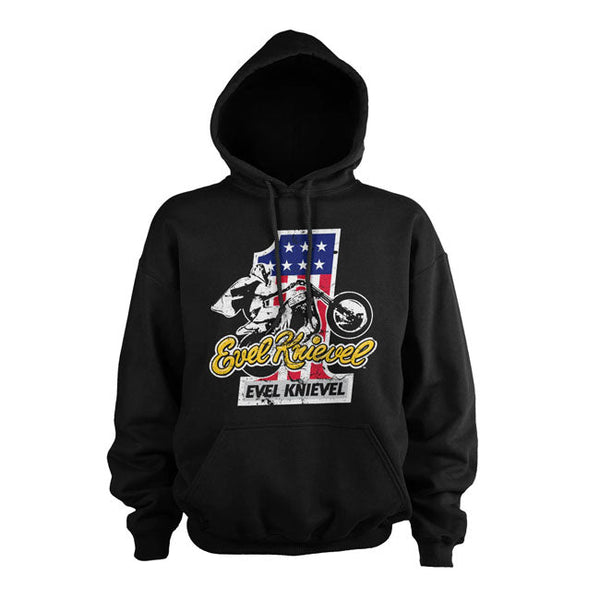 Evel Knievel Hoodie Evel Knievel No. 1 hoodie Svart Customhoj