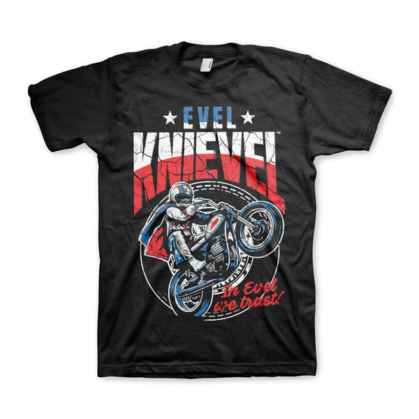 Evel Knievel T-shirt Evel Knievel Wheelie T-shirt Svart Customhoj