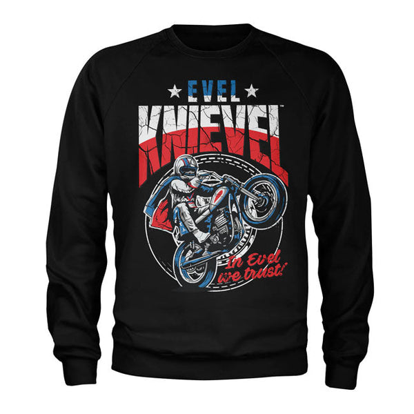 Evel Knievel Tröja Evel Knievel Wheelie tröja Svart Customhoj