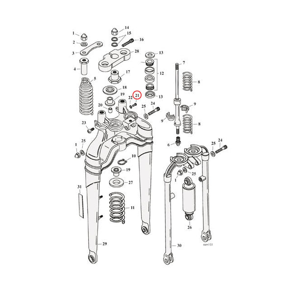 SAMWEL Springer reservdelar Screw Spring Reaction Bracket Right. Softail Springer Fork. FXST 88-06; FLSTS 97-09 Customhoj