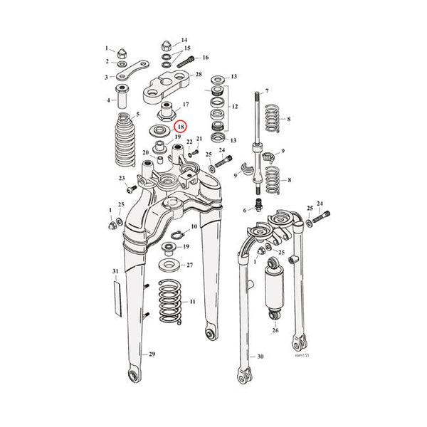 SAMWEL Springer reservdelar Spring Cup Rebound Spring Softail Springer. FXST 88-06; FLSTS 97-09 Customhoj