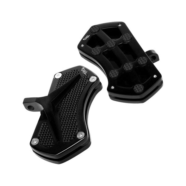 Vity's Design Passenger Footpegs 86-17 FL Softail; 12-16 Dyna FLD Switchback; 83-21 Touring; 09-21 Trikes / Black Vitys Design Diamond Passenger Floorboards for Harley Customhoj