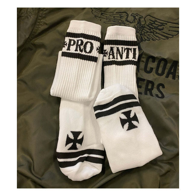 WEST COAST CHOPPERS Strumpor WCC Pro-anti knee high socks White Customhoj